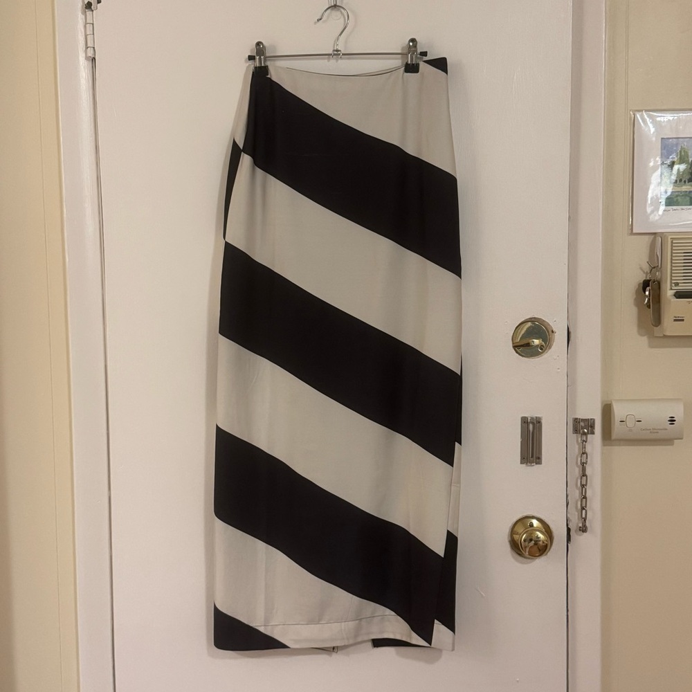 Anthropologie Black and White Asymmetrical Pencil Skirt